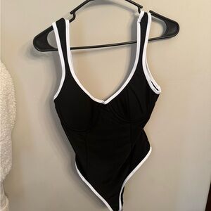 Black and White Kids One Piece Swimsuit
